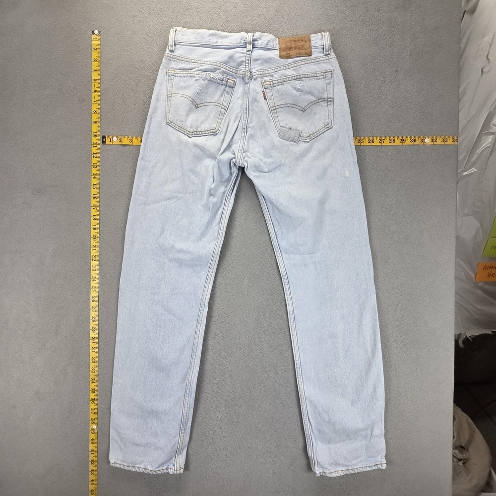 VTG Levis 501 Jeans Mens Blue Light Wash Made In USA Patchwork‎ Fits 29x31 - Picture 2 of 16